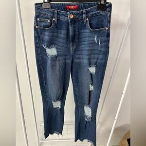 Guess Women's Distressed Jeans - Dark Blue